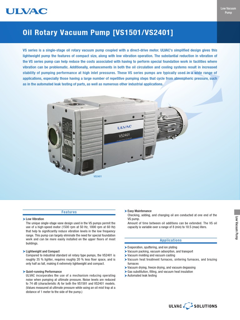 Oil Rotary Pump VS (ISO Spec) PDF Vacuum Pump
