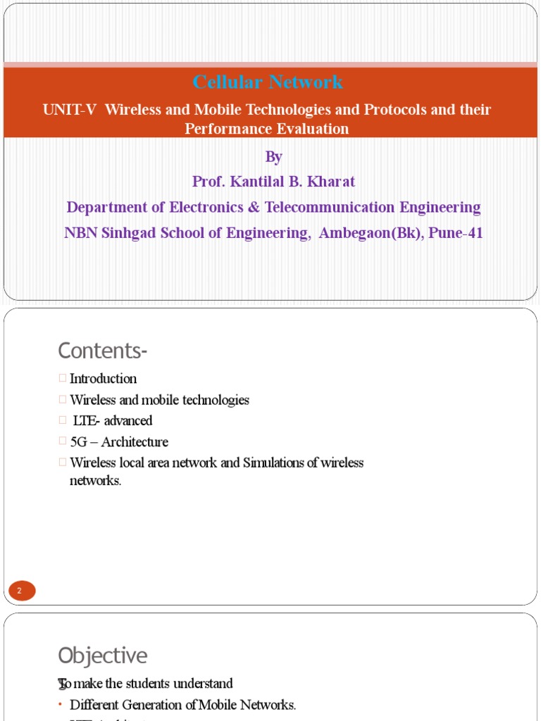 Unit V - Wireless and Mobile Technologies and Protocols and Their ...