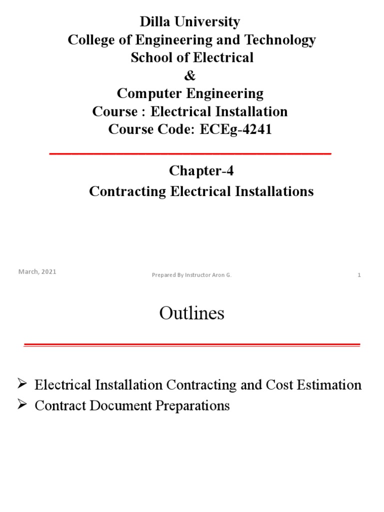 Chapter-4 Contracting Electrical Installation | PDF | Specification ...