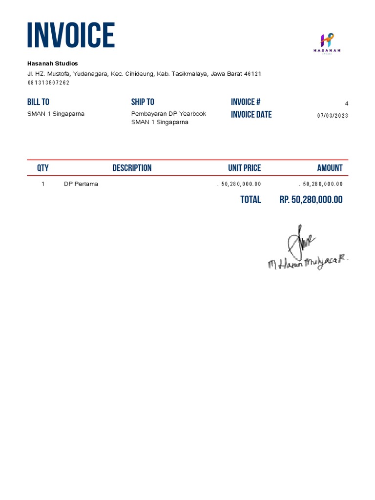 Invoice for DP Payment - SMAN 1 | PDF