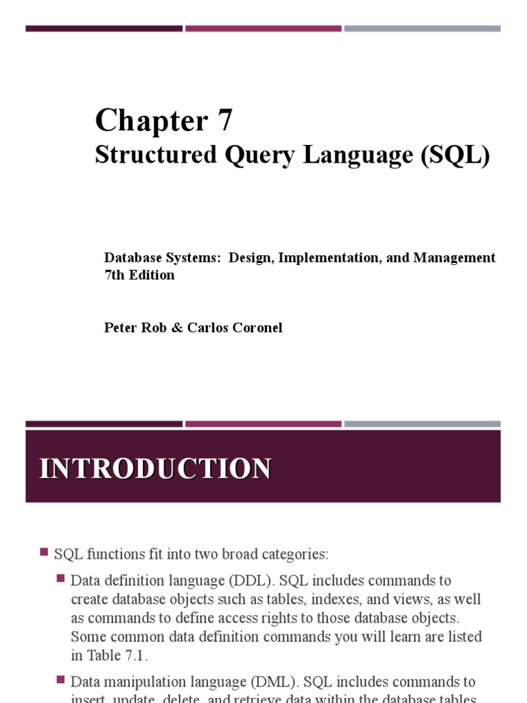 Chapter 7 SQL | PDF