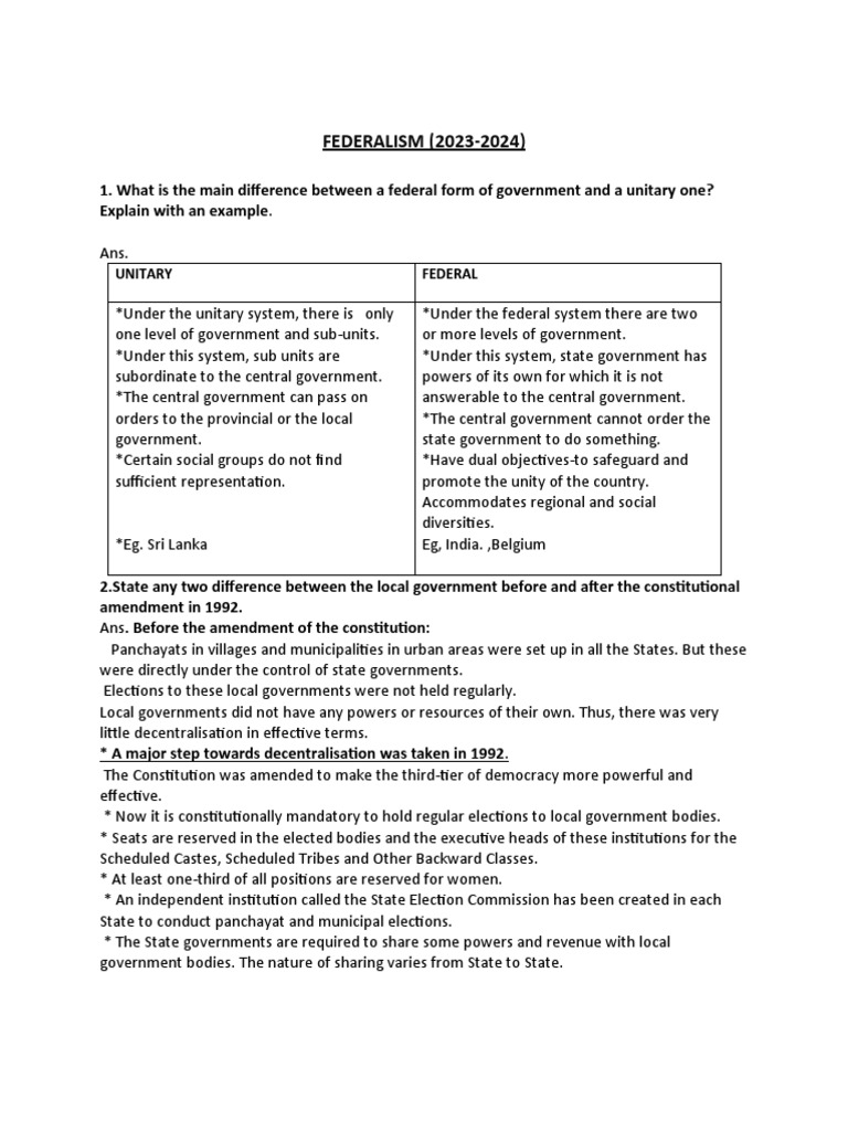 Federalism 20232024 PDF