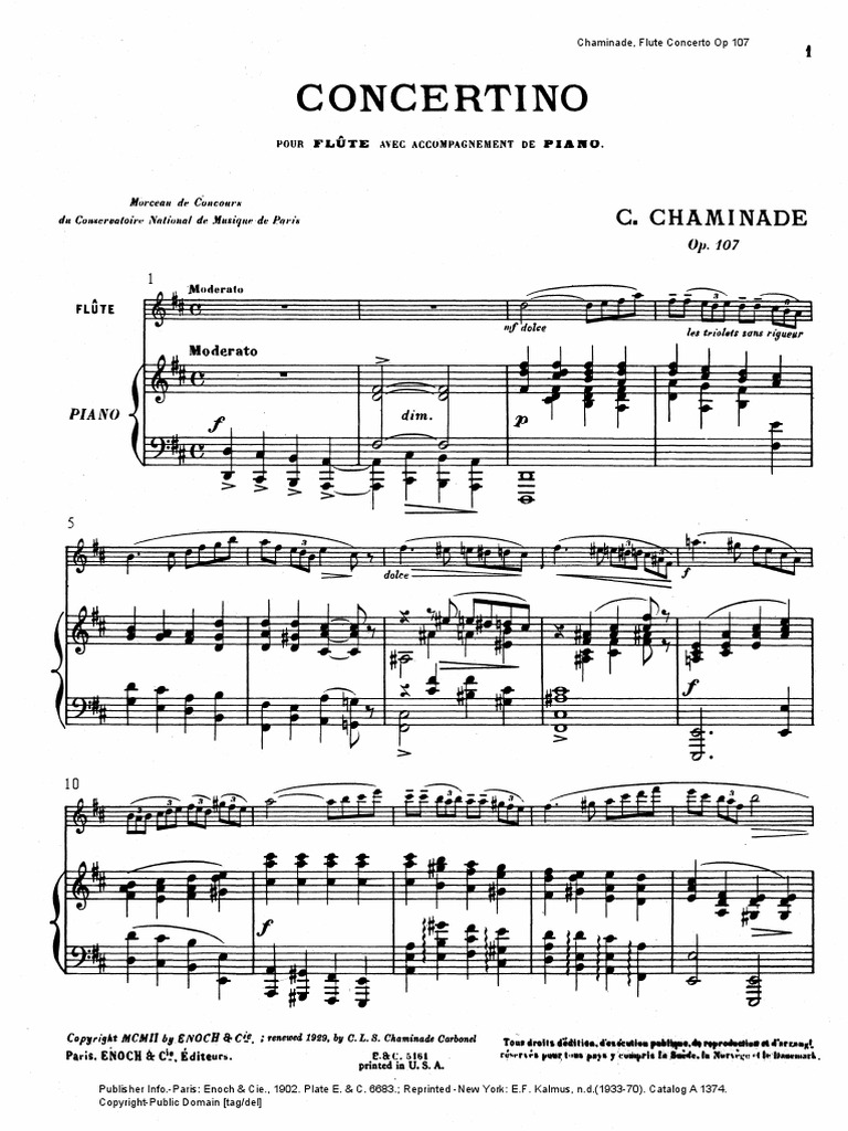 ChaminadeConcertino For Flute and Orchestra Op. 107 PDF
