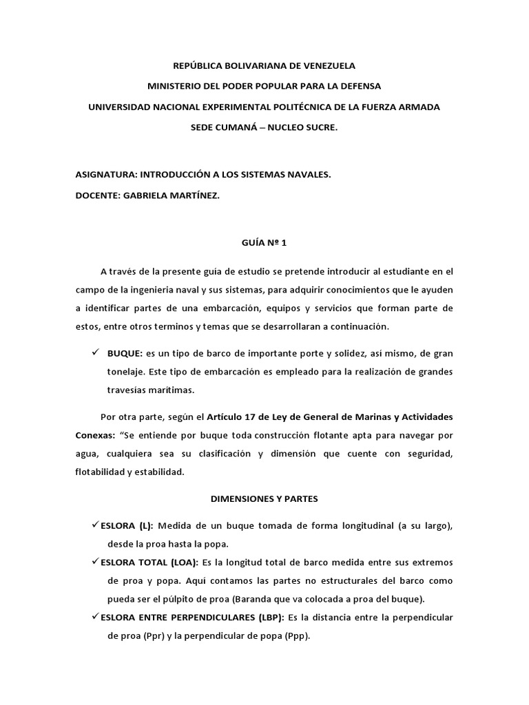 Guia 1 introduccion a los sistemas navales pdf buques aparejo