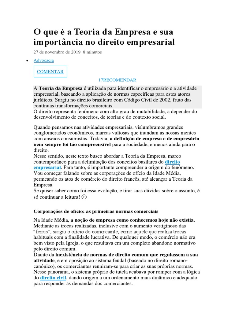 Teoria da Empresa | PDF | Empresas | Economia