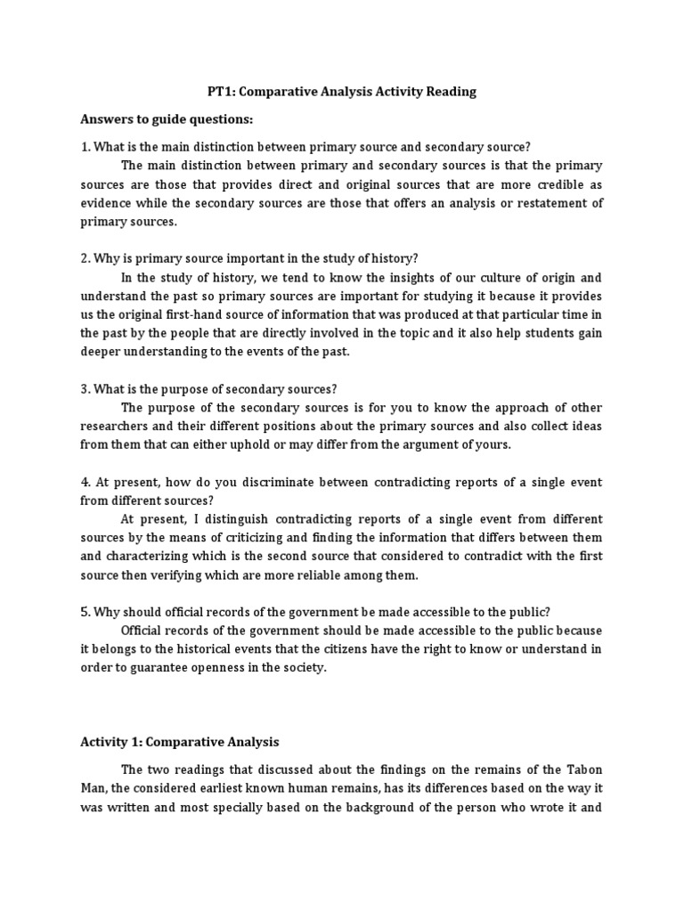 Comparative Analysis Activity Reading | PDF