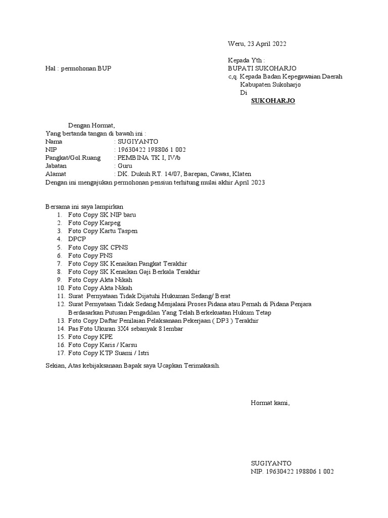 Permohonan Pensiun Pdf