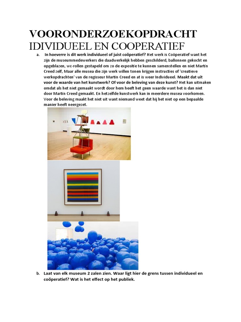 Vooronderzoekopdracht Idividueel en Cooperatief PDF