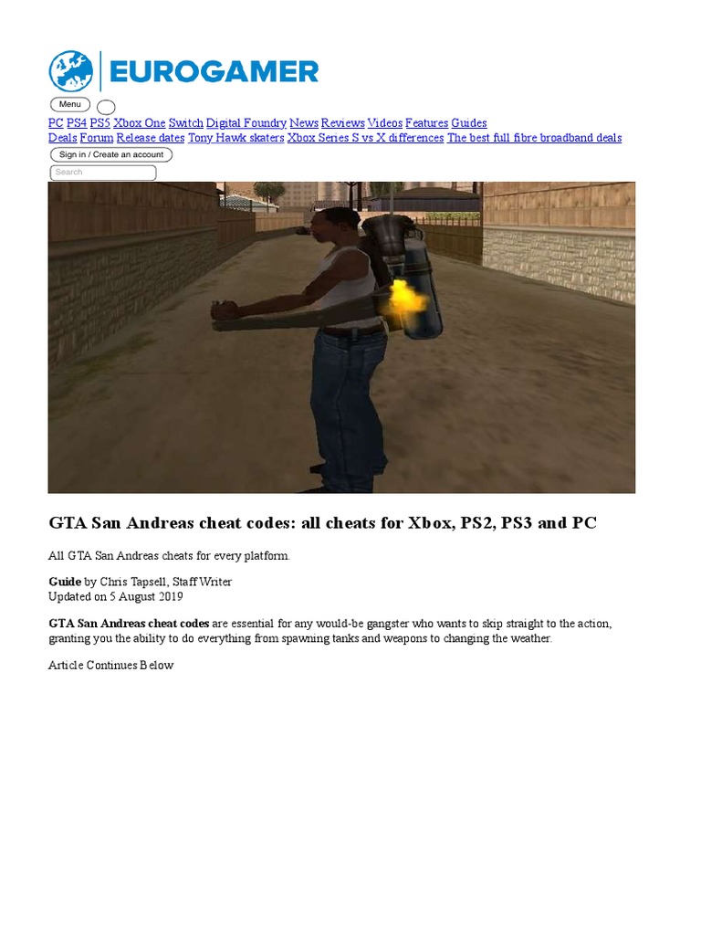 Códigos GTA San Andreas PC, PS2 e Xbox: lista completa 2023