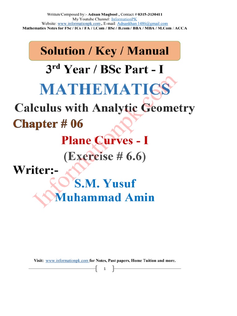 Calculus With Analtic Geometru Chapter 6 Exe 6.3 | PDF
