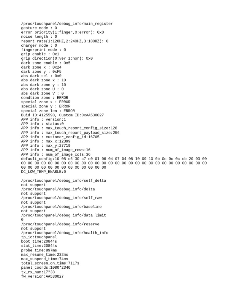 Touchpanel Debug Info Report | PDF | Computers
