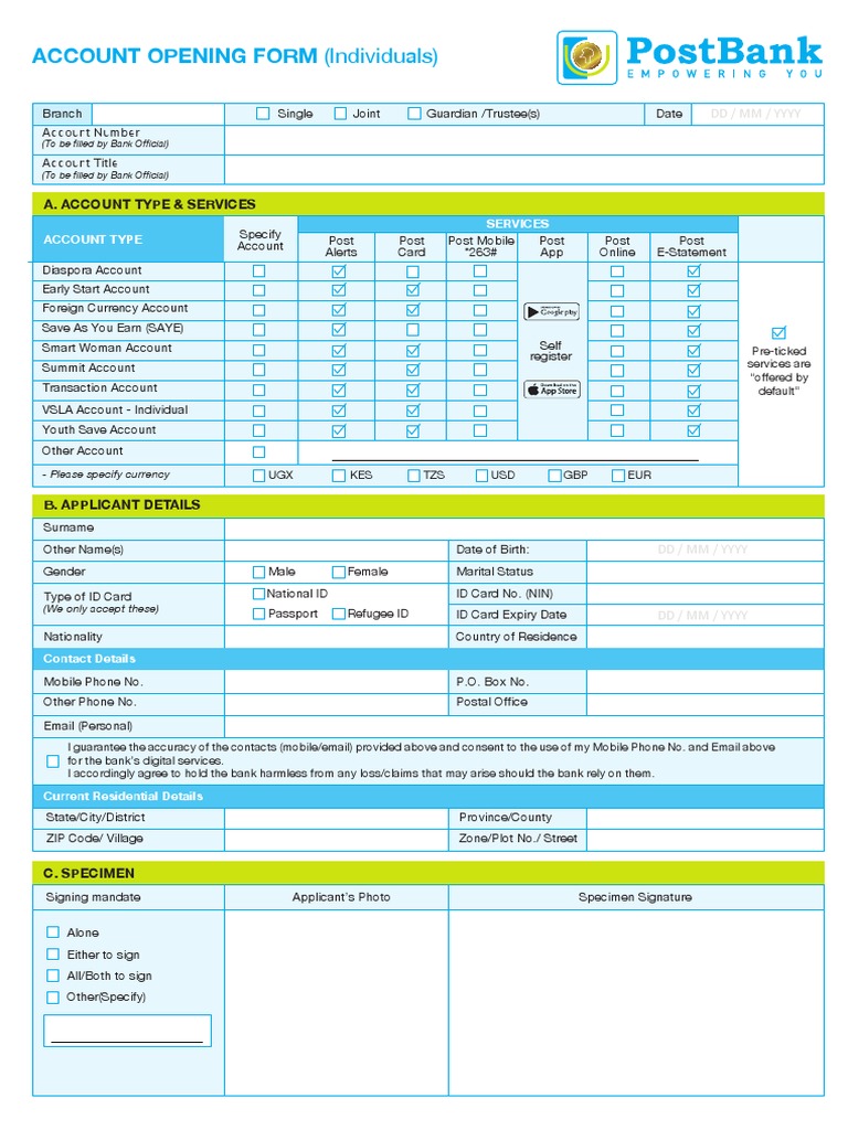 Account Opening Form Individual | PDF