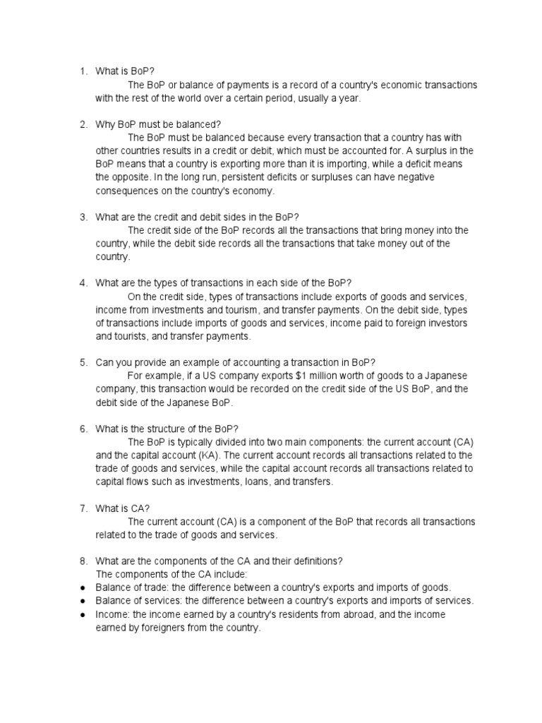 What Is BoP PDF Balance Of Payments Exchange Rate