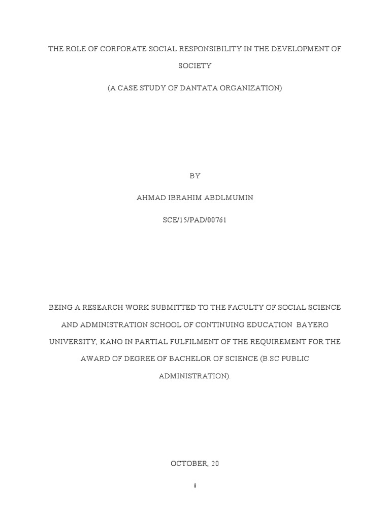 CSR's Impact on Society: Dantata Case Study | PDF | Corporate Social ...