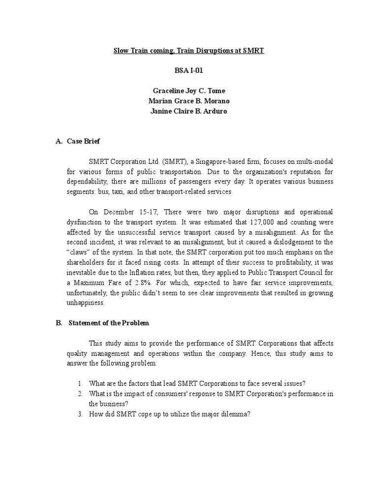 Case Study Analysis - SMRT | PDF | Business