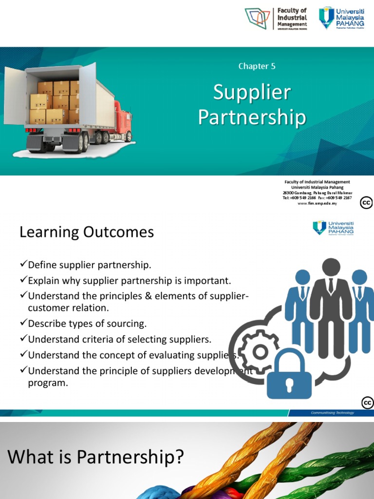 Chapter 5 Supplier Partnership Pdf Iso 9000 Supply Chain