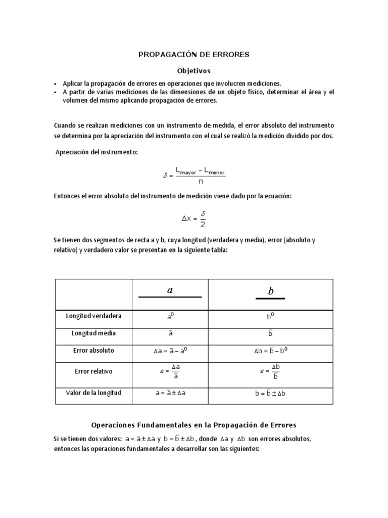 Práctica 3. Propagación de Errores PDF Medición Longitud