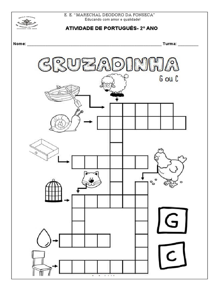 Atividade Cruzadinhas "G Ou C" PDF