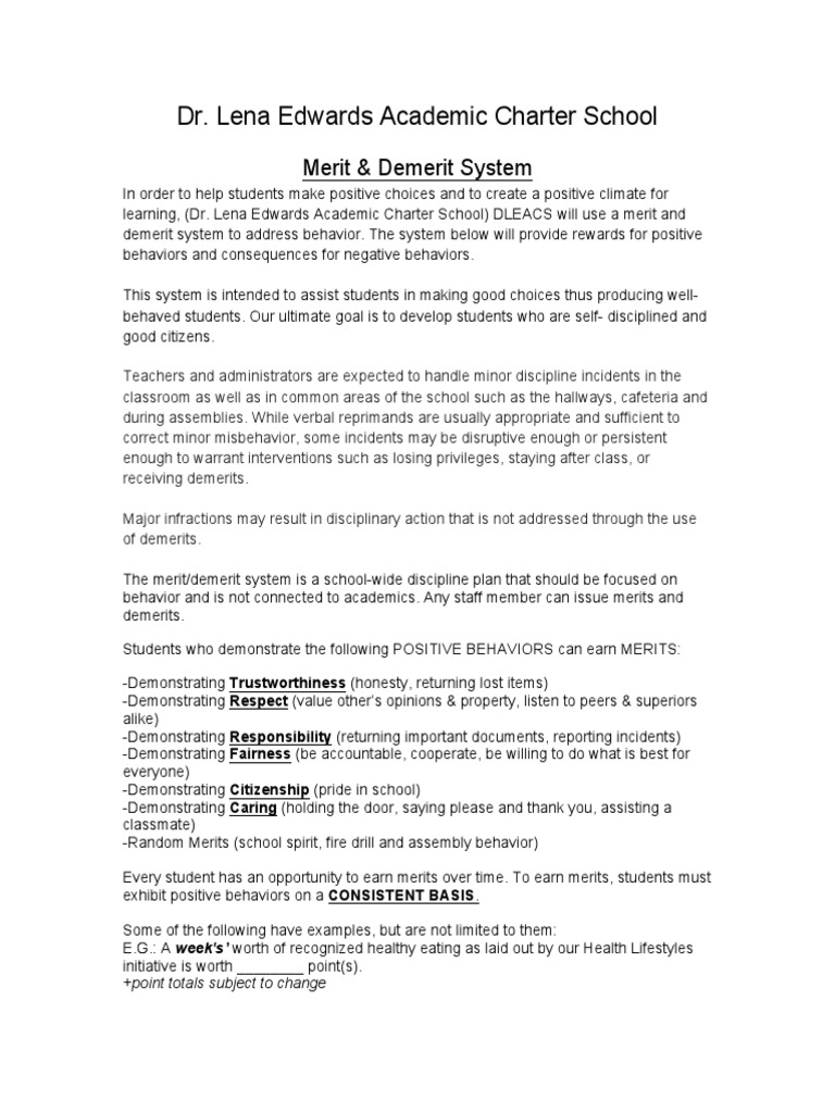 dleacs - merit and demerit system 9-28-16 | PDF