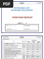 Water Wash CHECKLIST