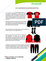 Especificaciones de La Elaboración de Uniformes Deportivos