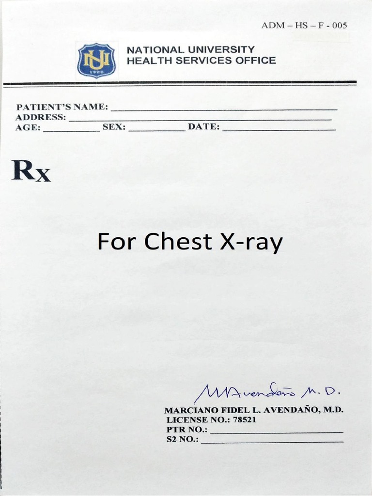 Chest XRay Request Form PDF
