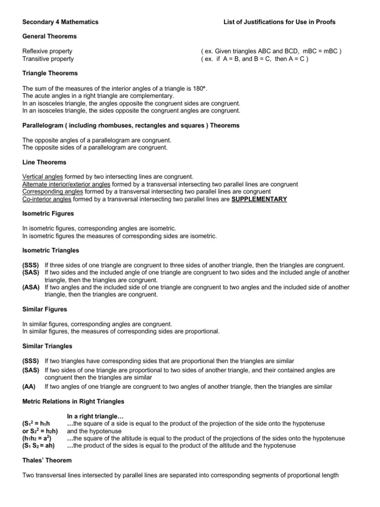 Proof Justifications PDF Triangle Geometric Shapes