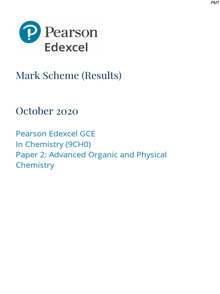 June 2020 MS Paper 2 Edexcel Chemistry Alevel PDF
