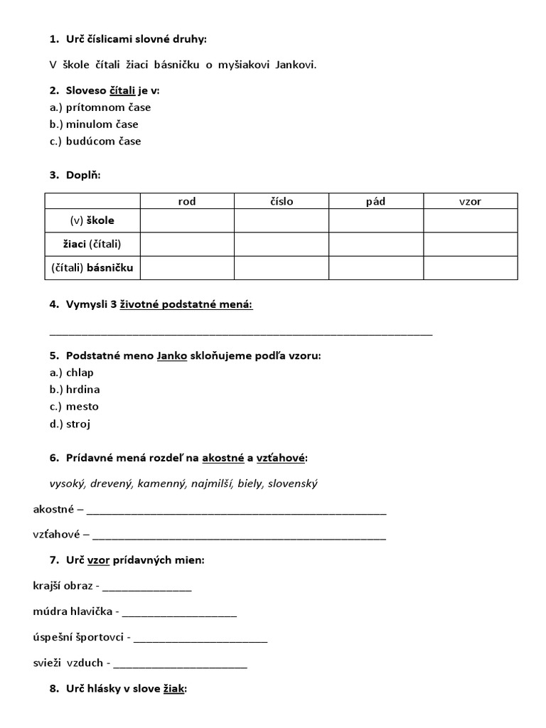 Opakovanie Na Začiatku Roka | PDF