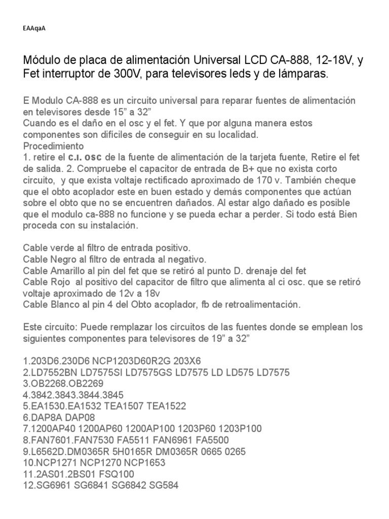 Conexión y uso del módulo CA-888 | PDF