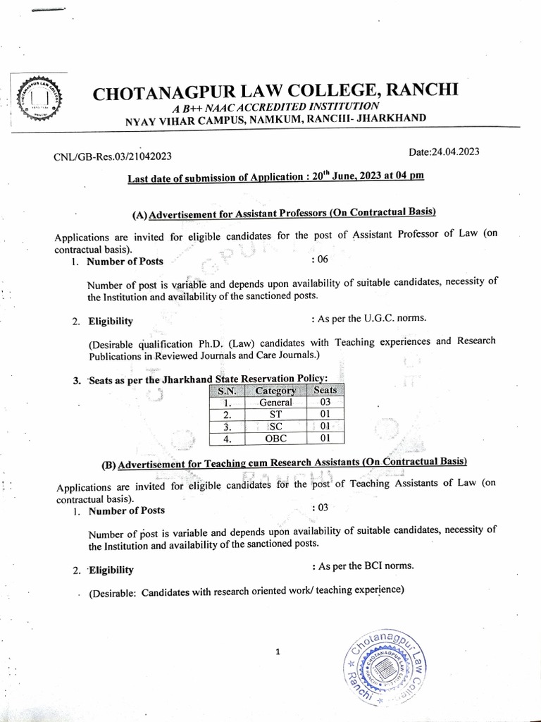 Chotanagpur Law College, Ranchi | PDF