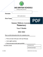 Famaks Year 5 Math Summer 2022 Mid Term Test