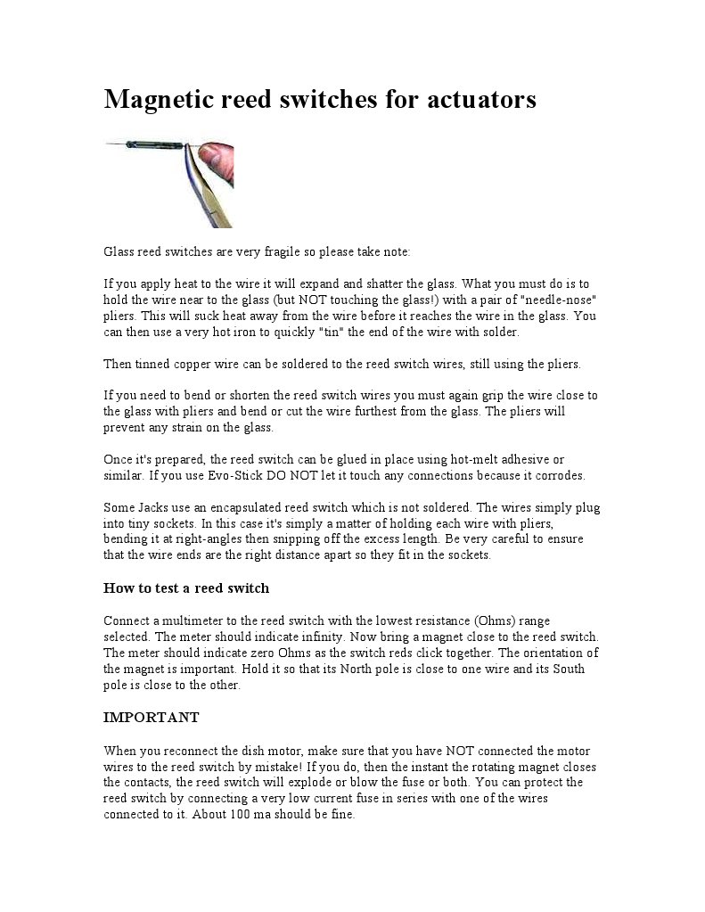 Reed Switch Testing and Operation Guide | PDF | Switch | Relay