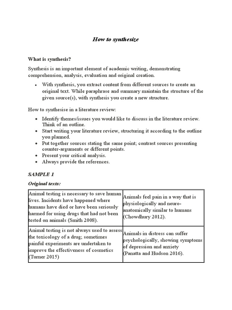 Effective Synthesis in Academic Writing | PDF