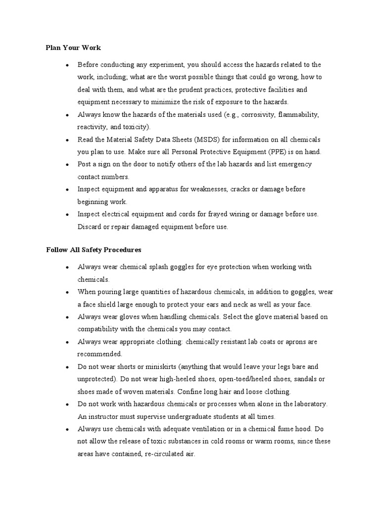 Lab Safety | PDF | Laboratories | Hazards