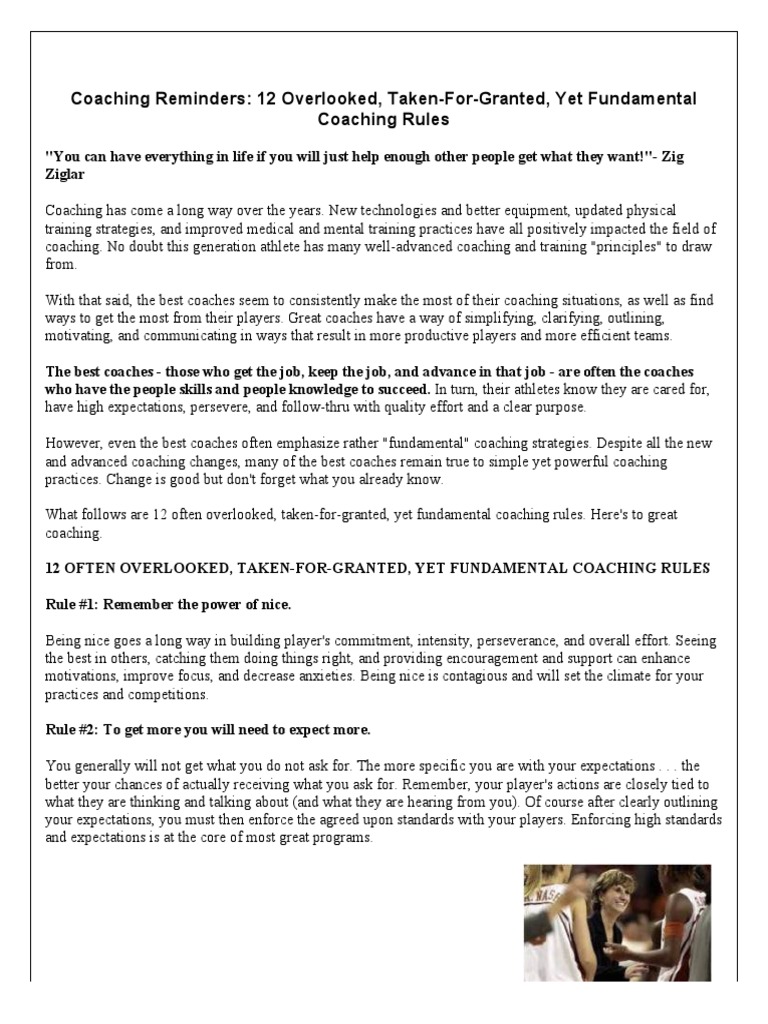 12 Overlooked Yet Fundamental Coaching Rules PDF