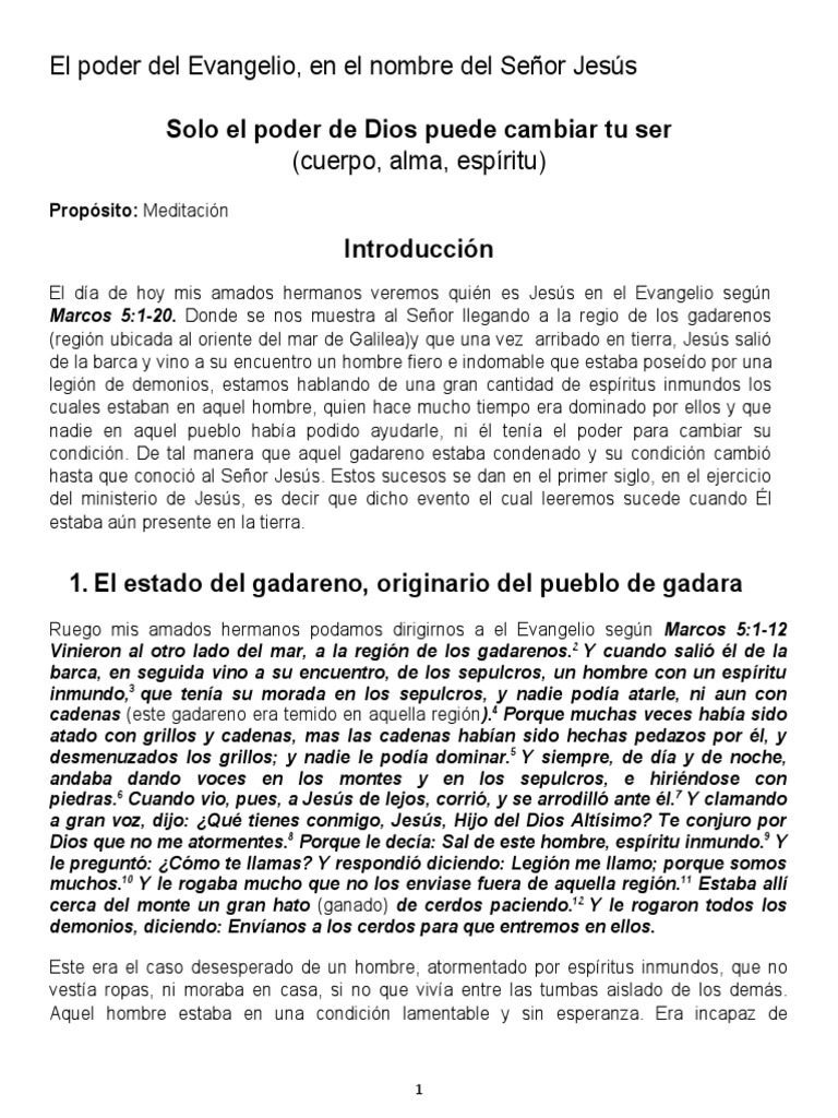 Solo El Poder de Dios Puede Cambiar Tu Ser | PDF