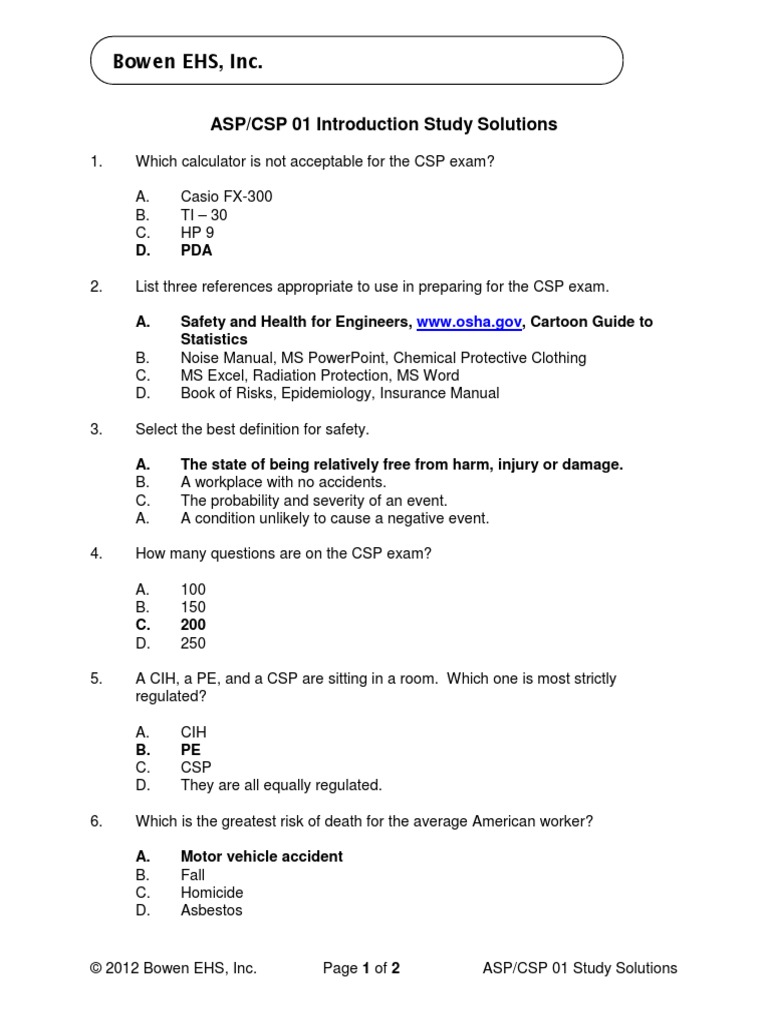 CSP Exam Study Guide Overview | PDF | Risk | Safety