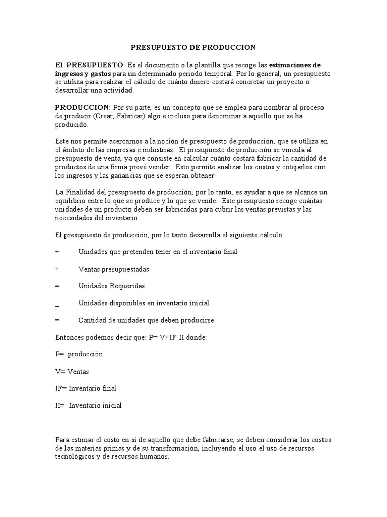 Presupuesto de Compras de Materia Prima | PDF | Presupuesto | Inventario
