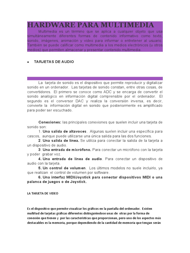 Hardware Esencial para Multimedia | PDF