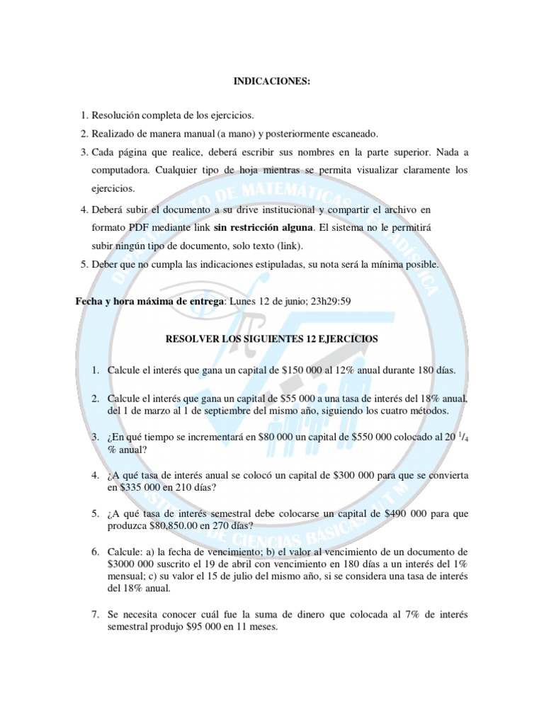 Tarea #3 - Matemática Financiera | PDF | Interés | Tasas de interés