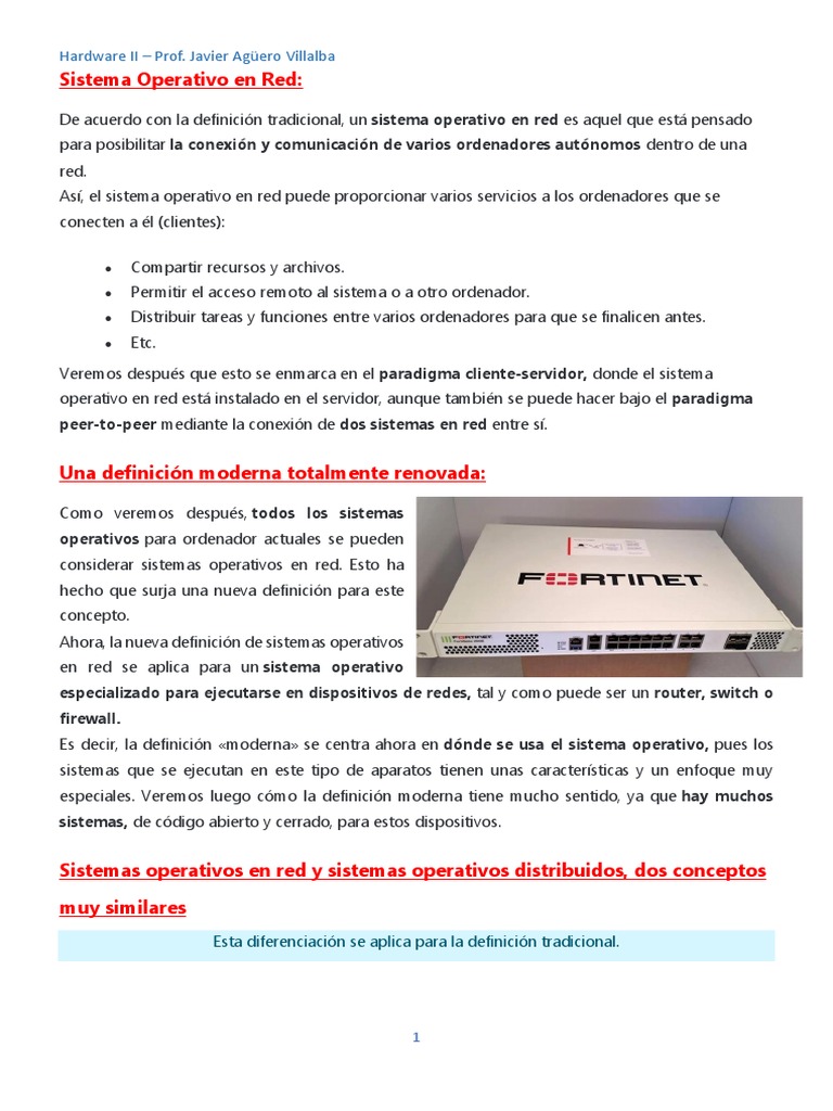 Sistemas Operativos en Red Definición y