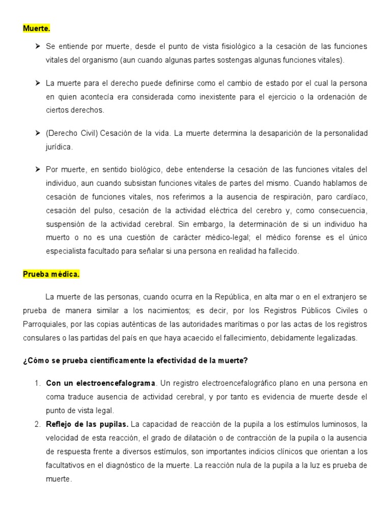 Definición y Efectos de la Muerte | PDF | Derecho