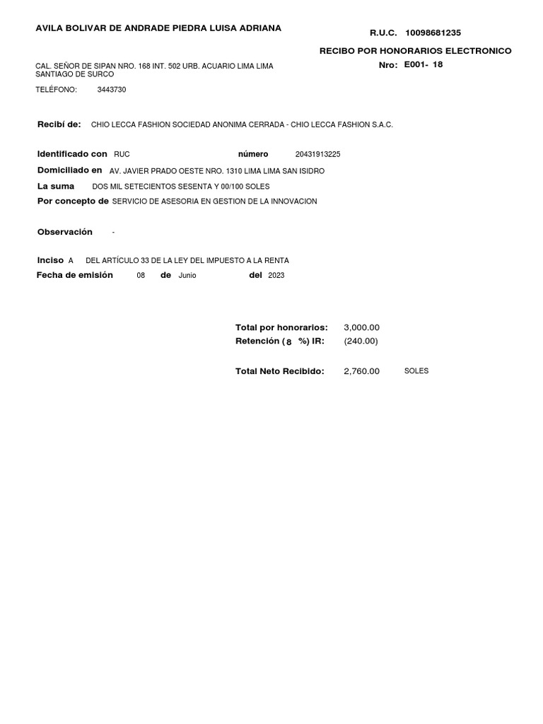 Modelo de Recibo | PDF