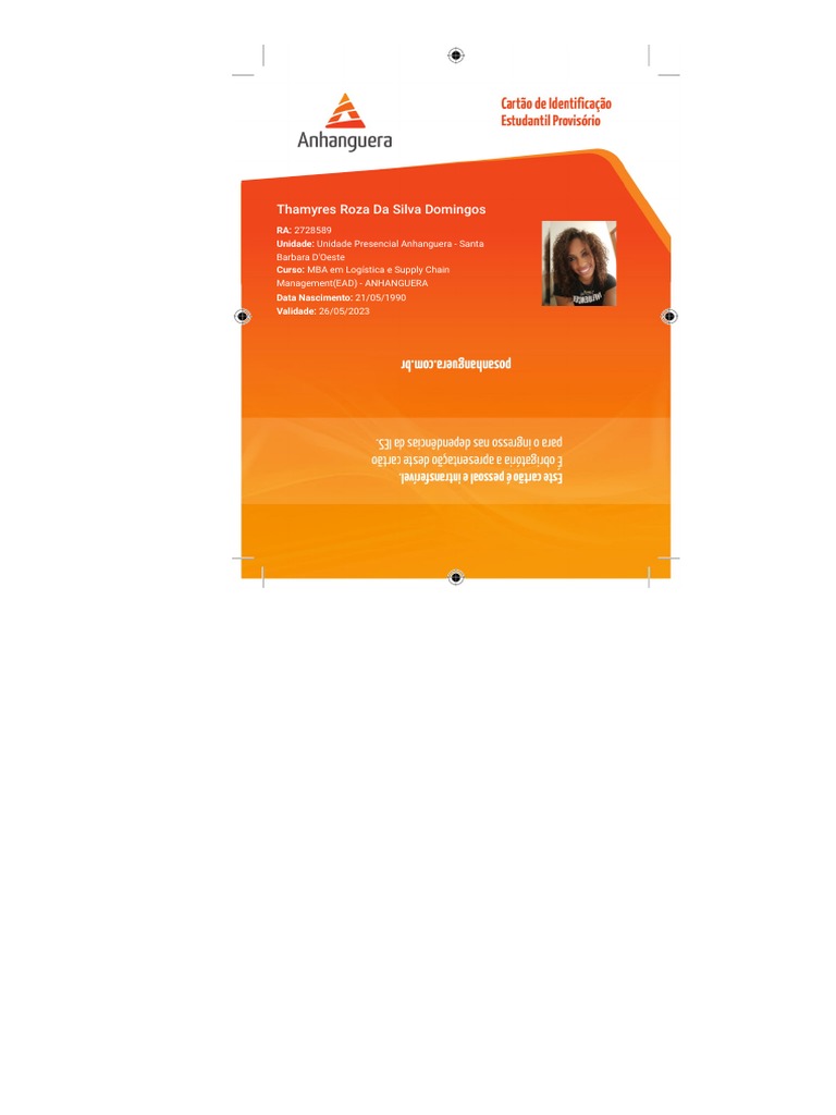 Carteirinha de Estudante Anhanguera | PDF