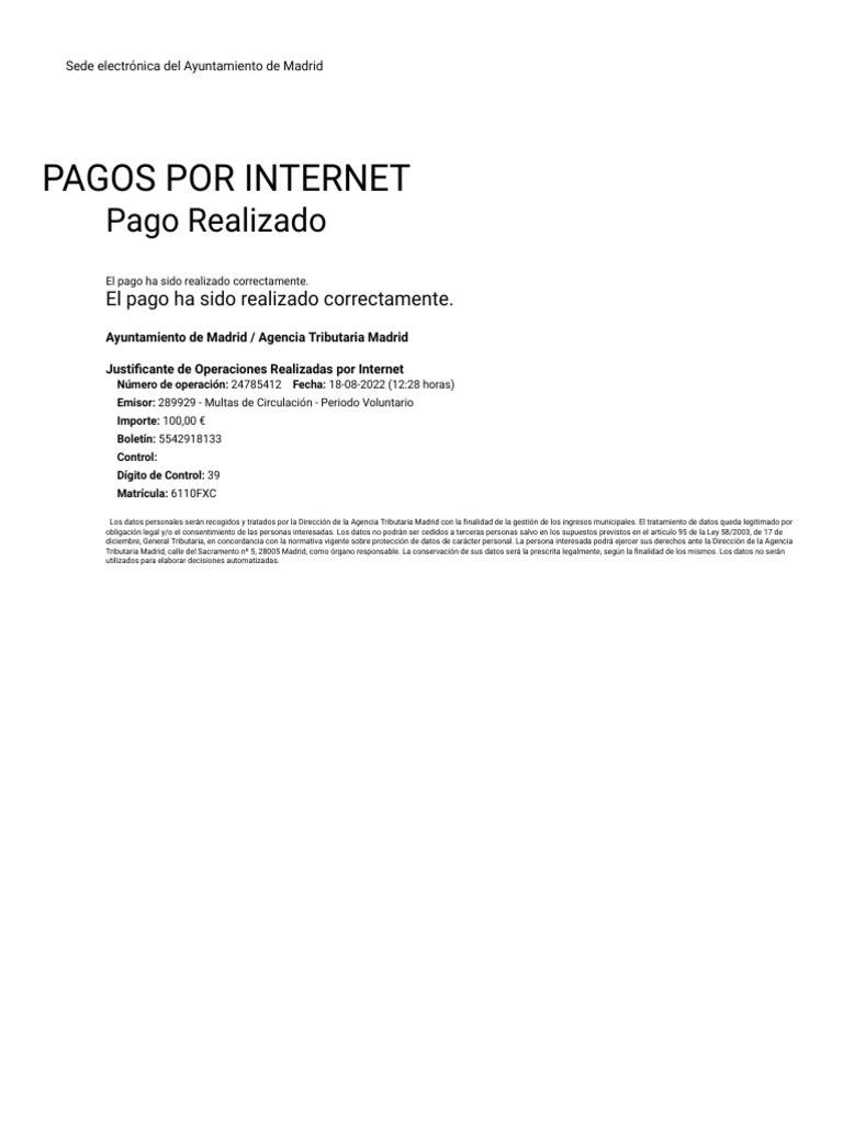Justificante de Pago IBI y IVTM Madrid | PDF