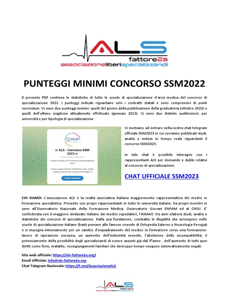 Punteggi Minimi SSM2022 PDF Medicina Cuidado de la salud