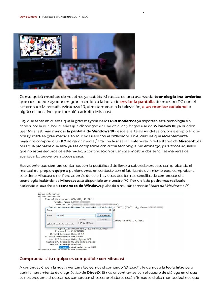 Cómo Conectar Windows 10 Con Un Dispositivo Miracast | PDF