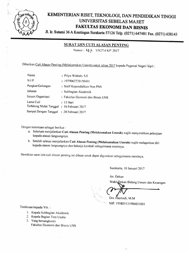 surat cuti umroh | PDF