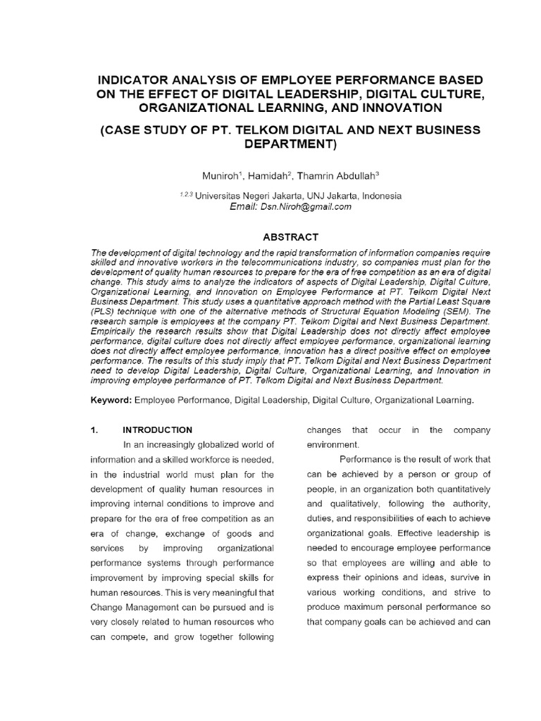 View of INDICATOR ANALYSIS OF EMPLOYEE PERFORMANCE BASED ON THE EFFECT